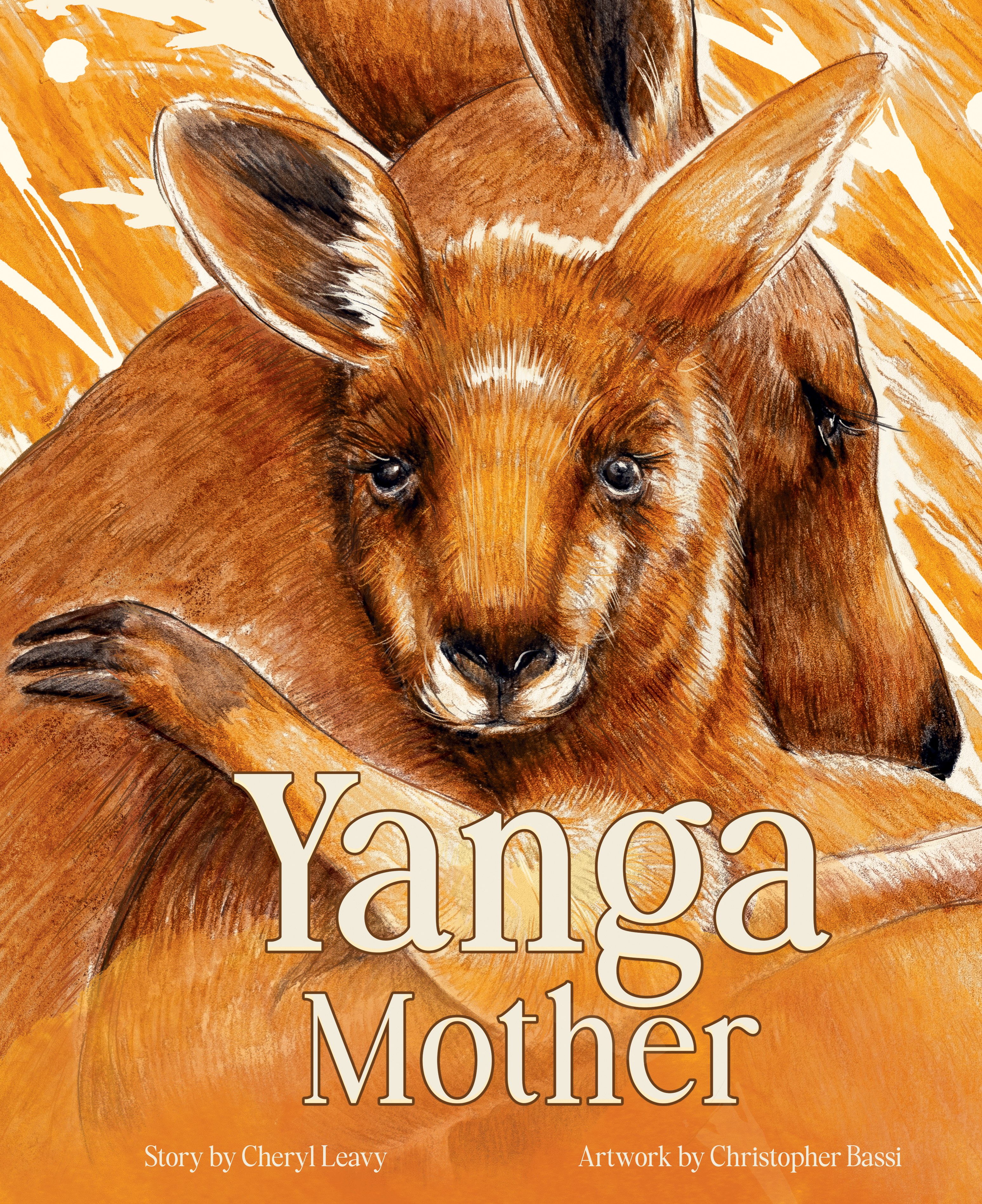 Book cover of Yanga Mother by Cheryl Leavy with an illustration of a kangaroo and joey